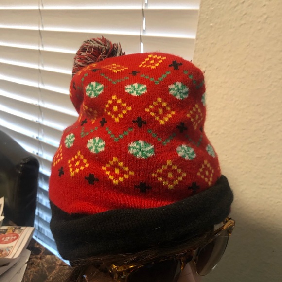 Naughty or Nice Reverse Sequin Smiley Emoji Holiday Beanie Pom Pom Hat One Size - Picture 11 of 16